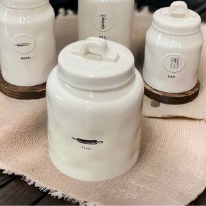 Rae Dunn BAKE Icon White Ceramic Canister